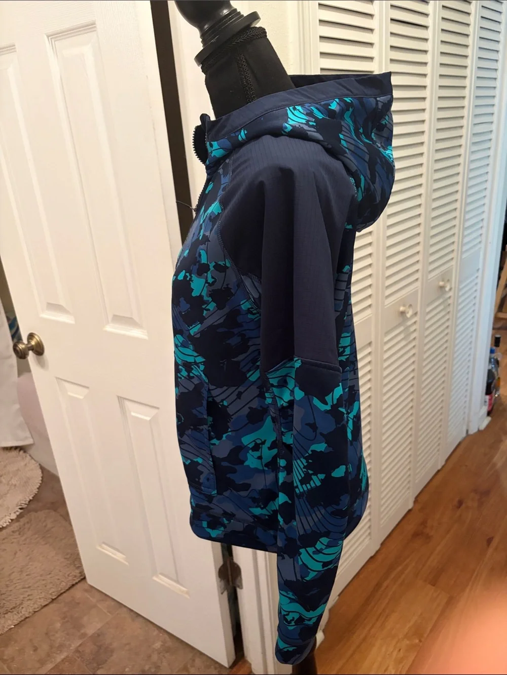 Athletic Works Boys Navy & Teal Camouflage Half-Zip Hoodie